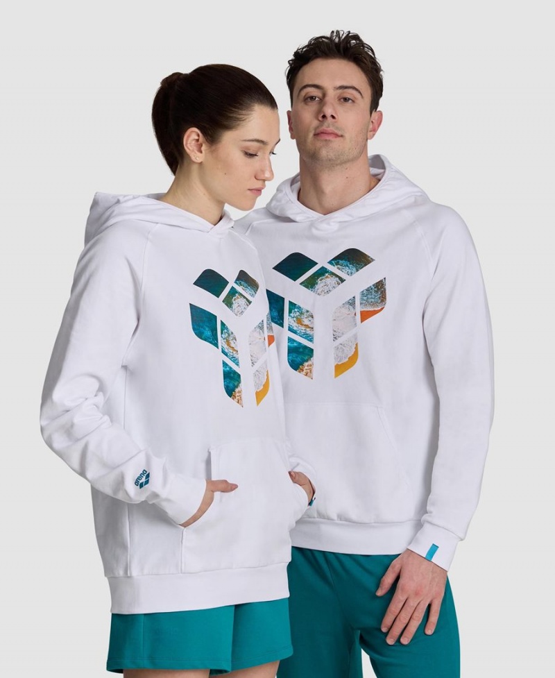 Arena Planet Vatten Hooded Sweatshirt Vita | SPB90U-112