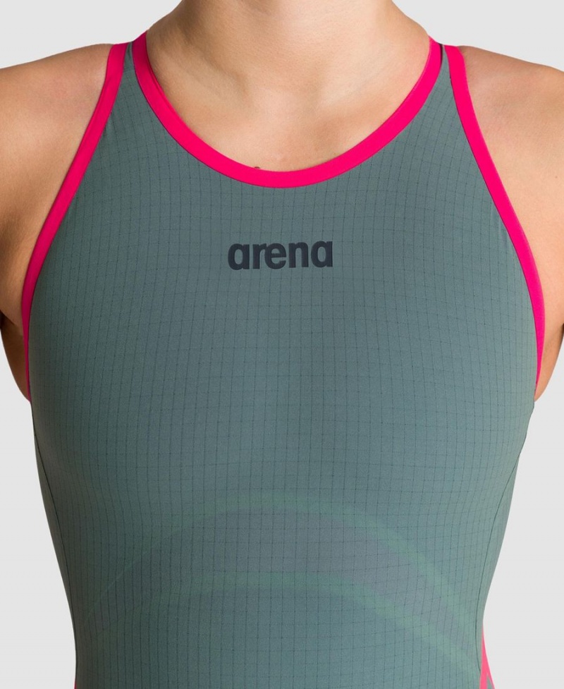 Arena Powerskin Carbon Core FX Open Back Tävlingsbaddräkt Gröna | JCK37K-357