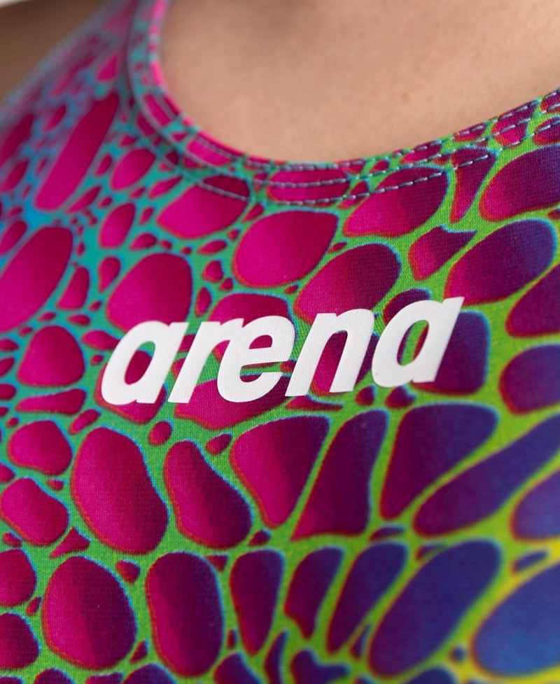 Arena Powerskin ST Next Limited Edition Open Back Tävlingsbaddräkt Rosa Gröna Olika Färger | PMQ15Y-597