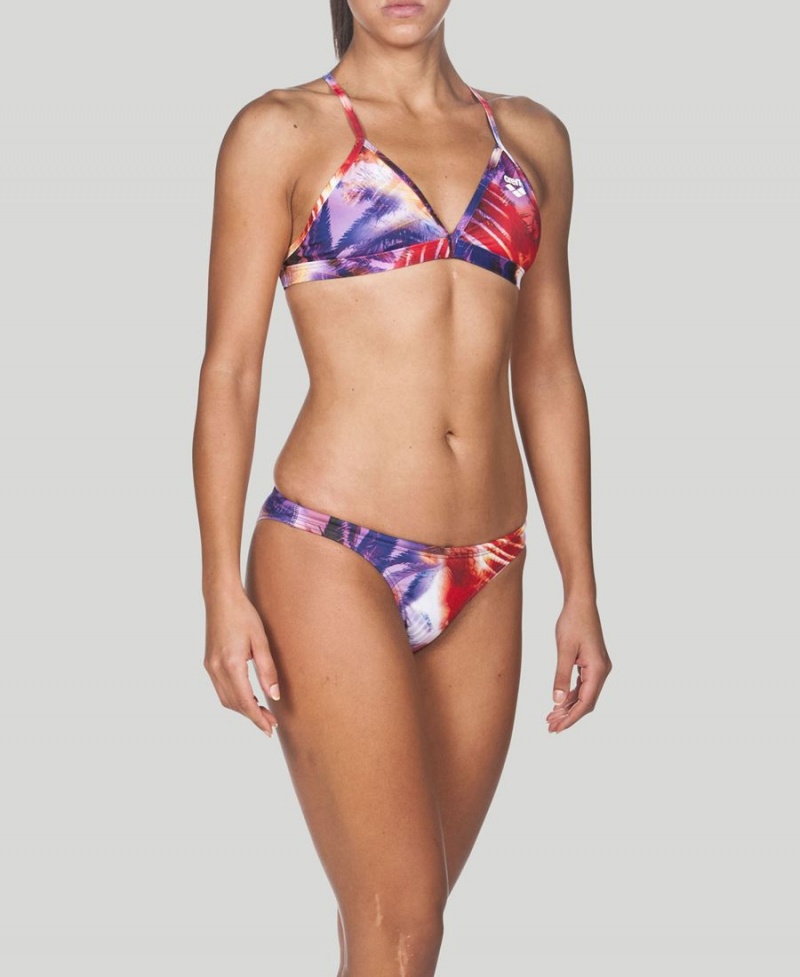 Arena Printed Tie Back Bikiniöverdel Lila Olika Färger | QBV73P-388