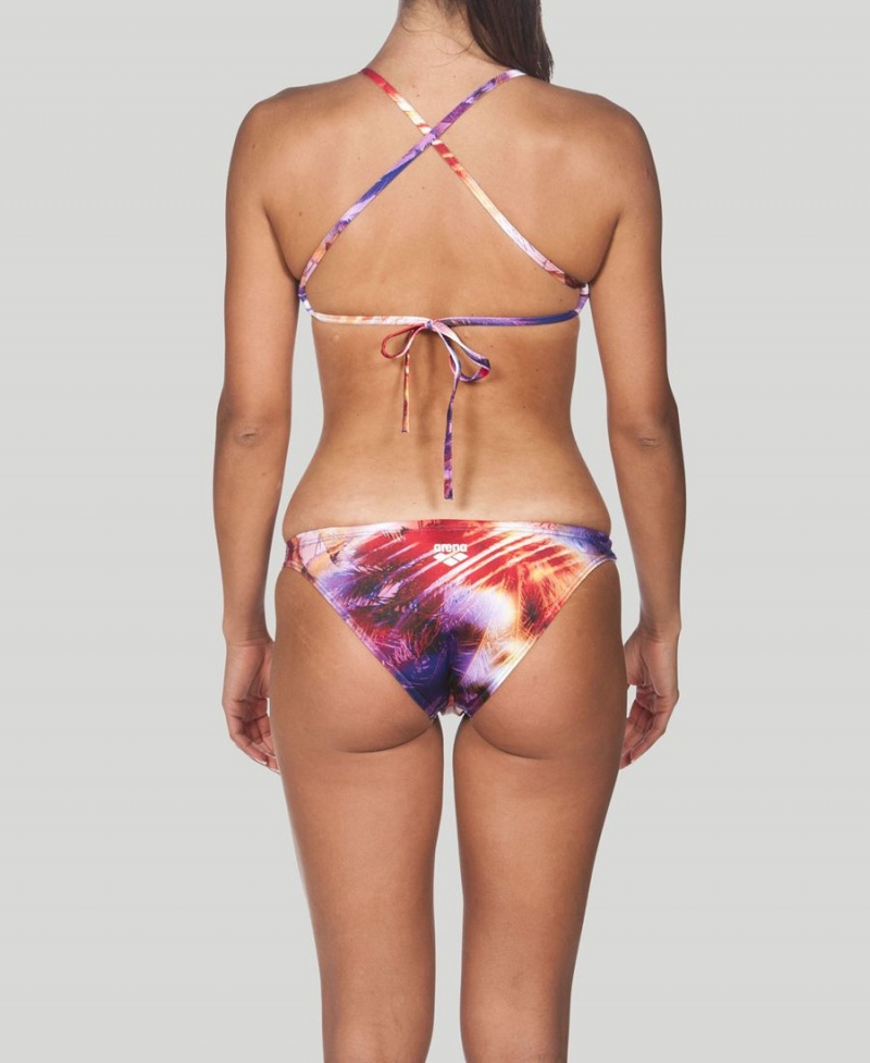 Arena Printed Tie Back Bikiniöverdel Lila Olika Färger | QBV73P-388