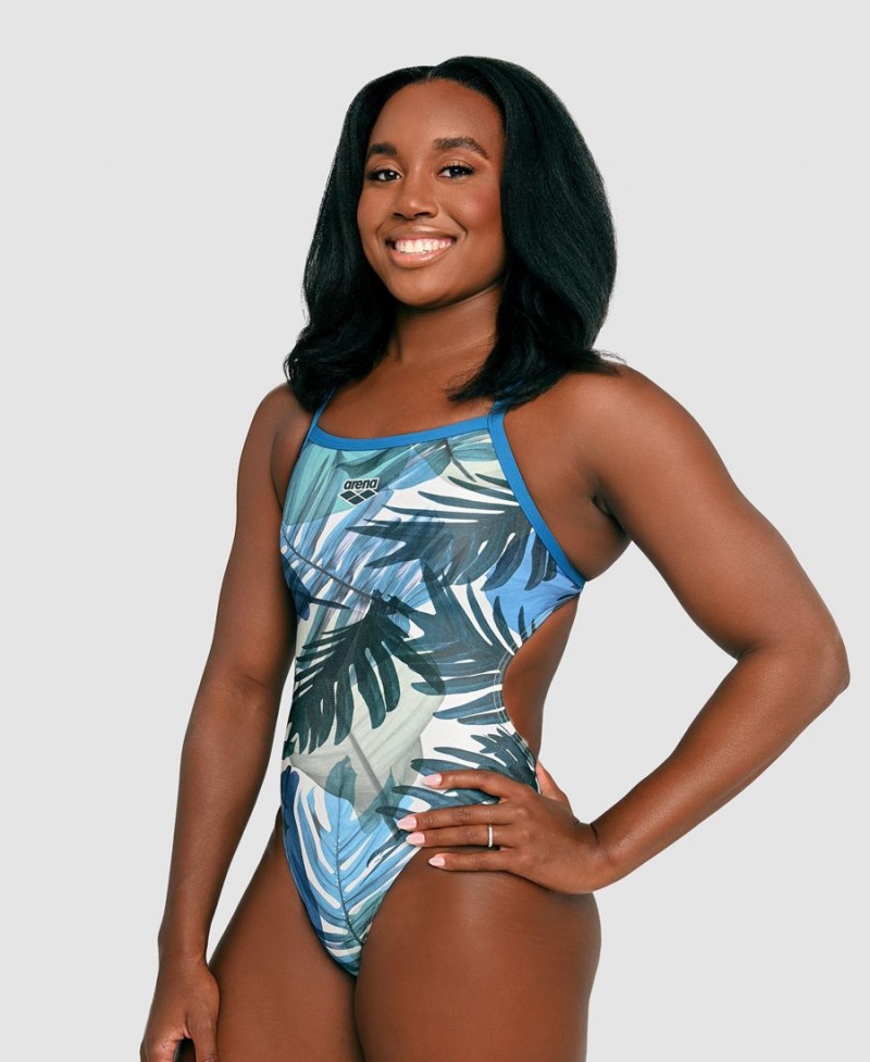 Arena Simone Manuel Capsule Kollektion Challenge Back Baddräkt Blå Olika Färger | JMM93P-653