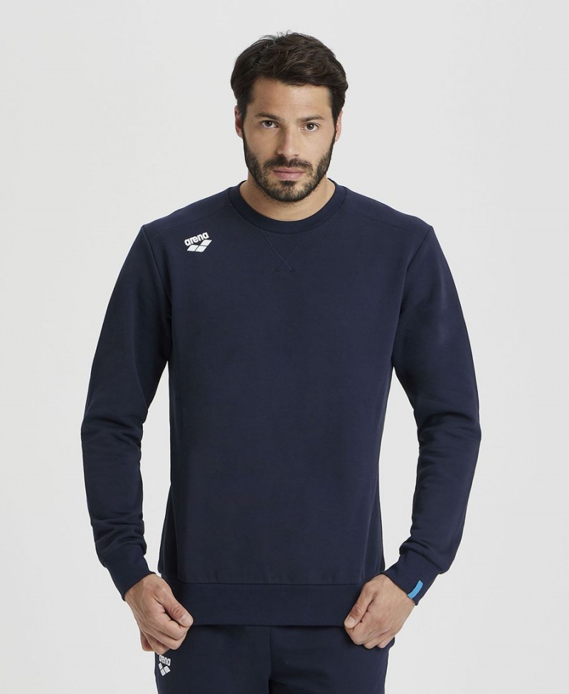 Arena Solid Crewneck Sweatshirt Marinblå | ADU73N-610