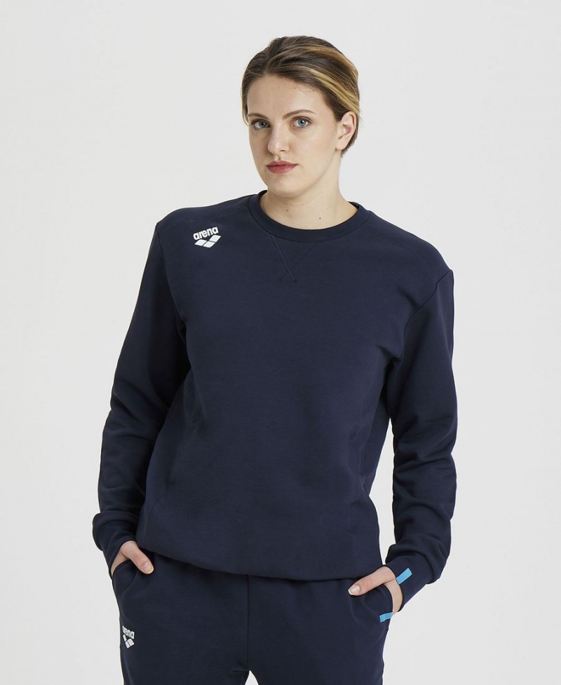 Arena Solid Crewneck Sweatshirt Marinblå | ADU73N-610