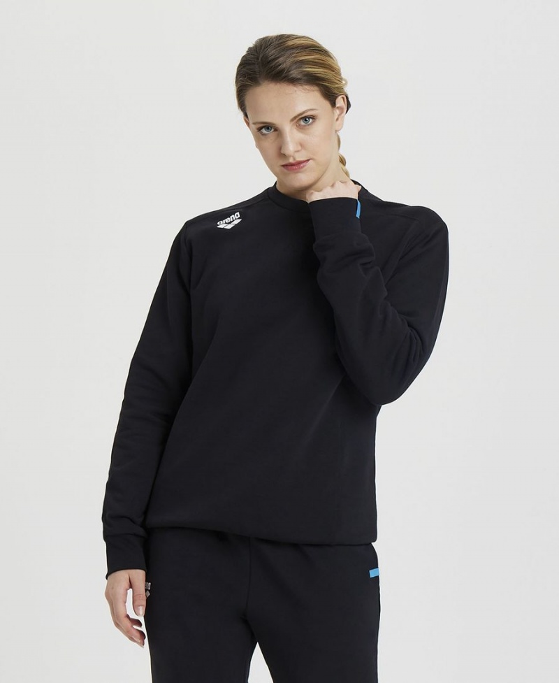 Arena Solid Crewneck Sweatshirt Svarta | PJU63W-249