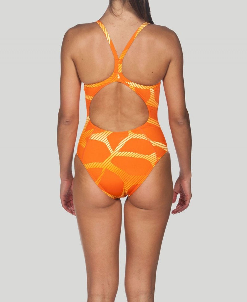 Arena Spider Light Drop Back Baddräkt Orange | CWM38X-340