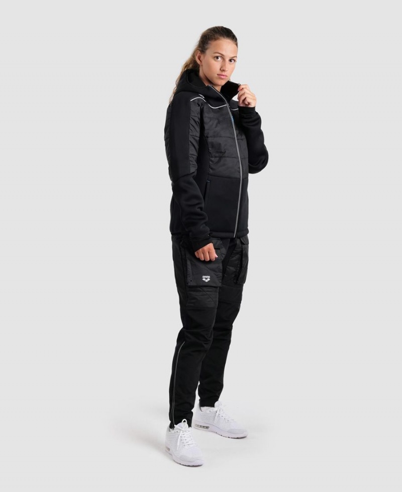 Arena Team Half-Quiltad Hooded Jacka Svarta | QOD09J-038