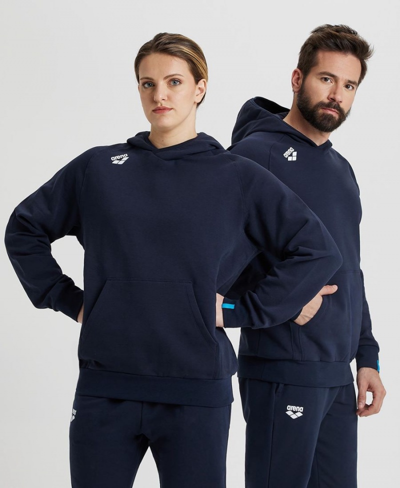 Arena Team Hooded Panel Sweatshirt Marinblå | QYF04X-650