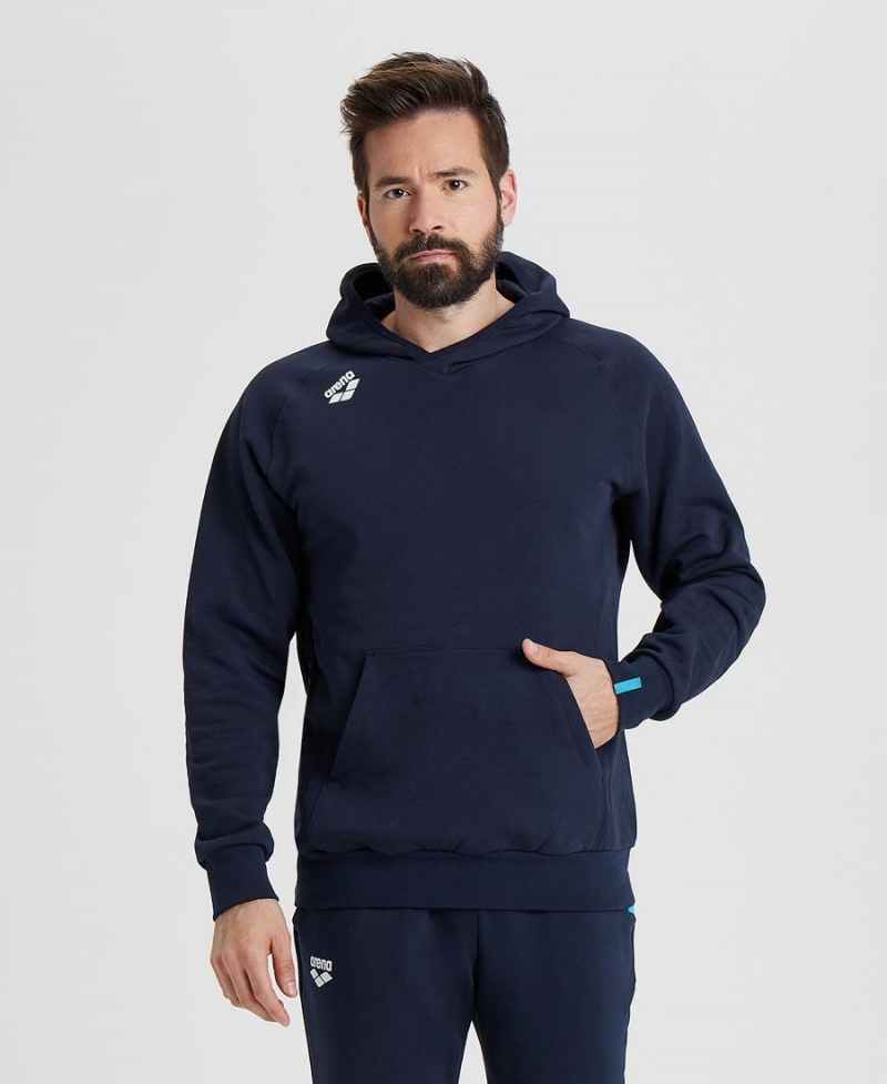 Arena Team Hooded Panel Sweatshirt Marinblå | MUB42F-232