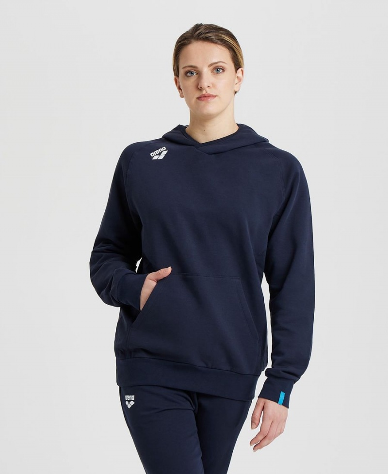 Arena Team Hooded Panel Sweatshirt Marinblå | MUB42F-232