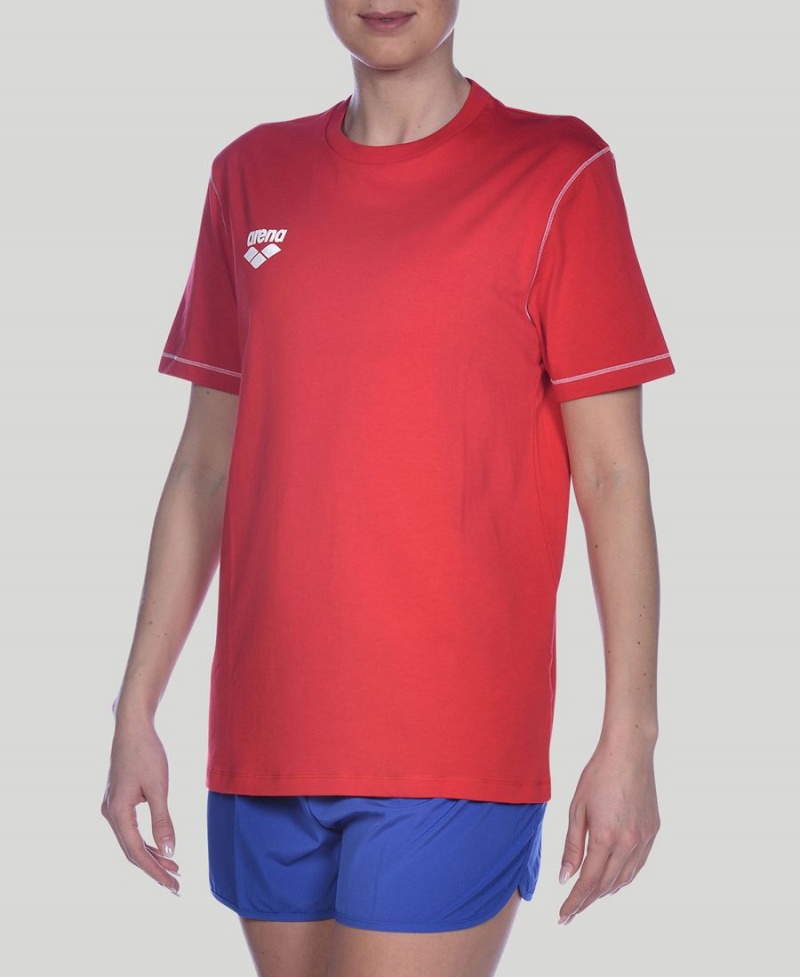 Arena Team Line Korta Sleeve T-Shirt Röda | VZG67Q-358