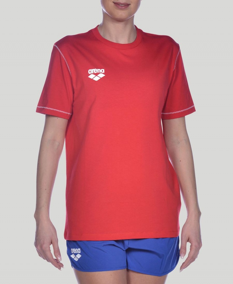 Arena Team Line Korta Sleeve T-Shirt Röda | VZG67Q-358