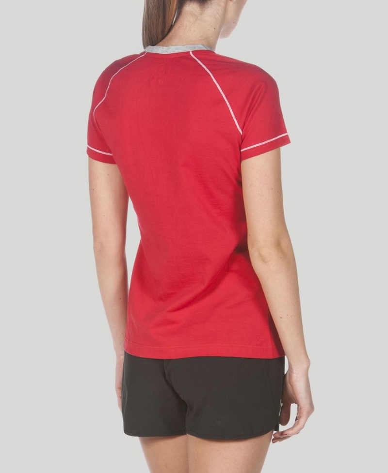 Arena Team Line Korta Sleeve T-Shirt Röda | OFF67U-073