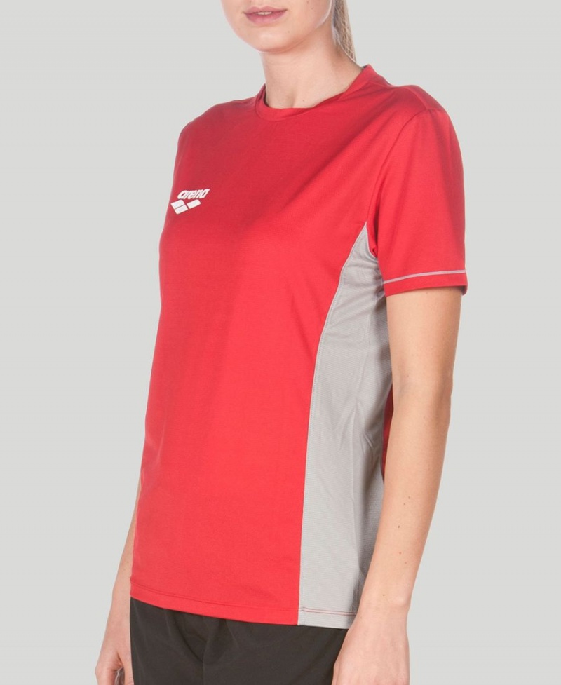 Arena Team Line Tech Korta Sleeve T-Shirt Röda | EWL82D-177