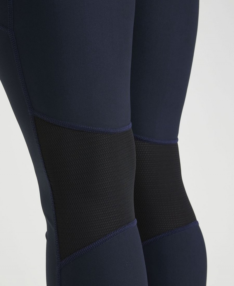 Arena Team Long Panel Leggings Marinblå | WLT19X-560