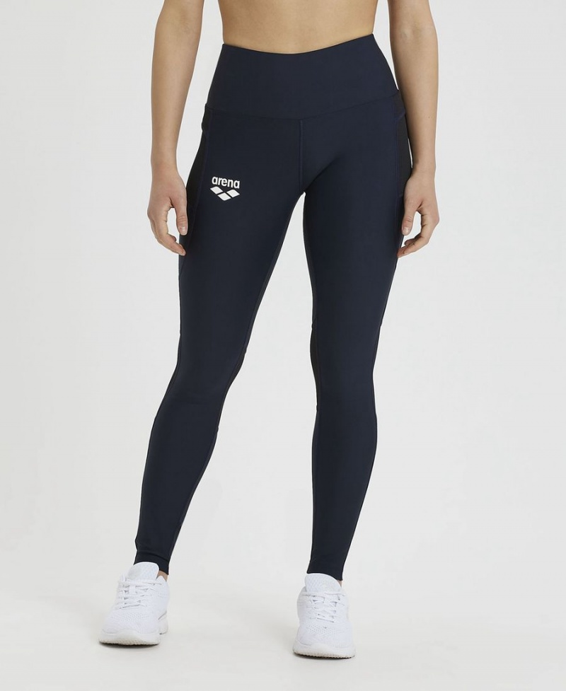 Arena Team Long Panel Leggings Marinblå | WLT19X-560