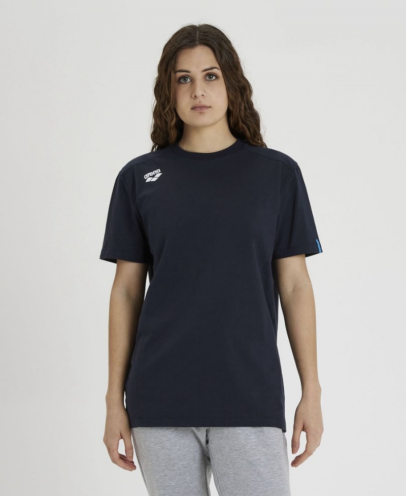 Arena Team Panel T-Shirt Marinblå | QZK94Y-783