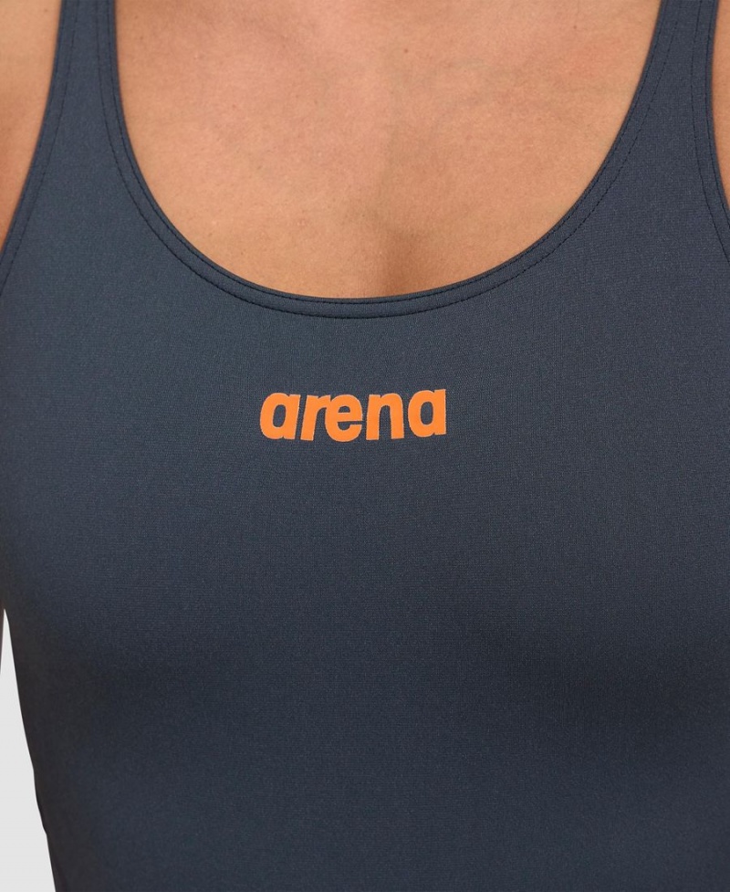 Arena Team Swim Tech Solid Baddräkt Grå Svarta | TDG05O-102