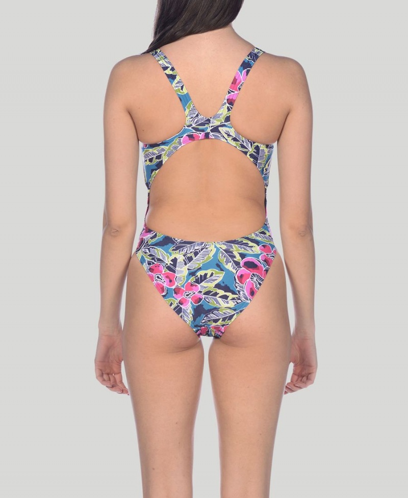 Arena Tropical Sketch Swim Tech Baddräkt Gröna Olika Färger | BGU48K-231