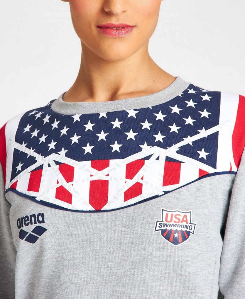 Arena USA Swimming Team Crewneck Sweatshirt Grå | GKH14Z-460