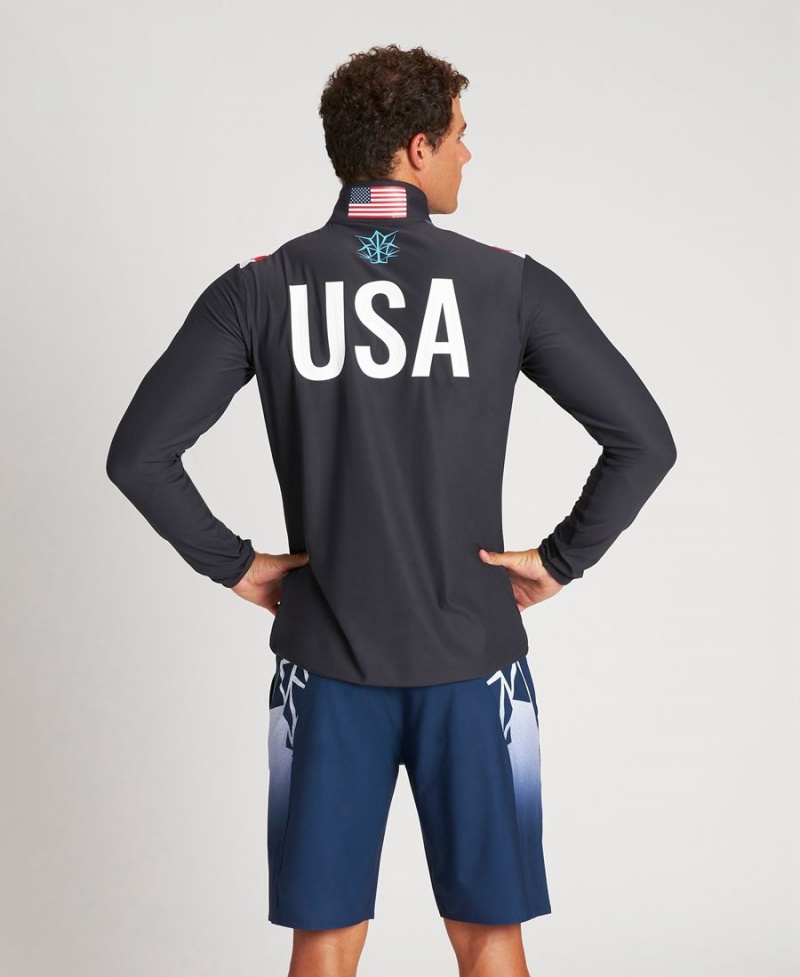 Arena USA Swimming Team Kit Half Zip T-Shirt Svarta | ALV58L-482