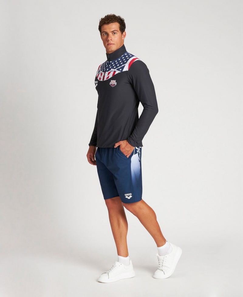 Arena USA Swimming Team Kit Half Zip T-Shirt Svarta | ALV58L-482