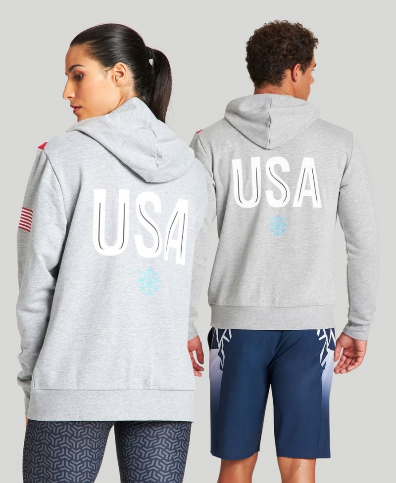 Arena USA Swimming Team Kit Hooded Zip Jacka Grå | YPX54X-430