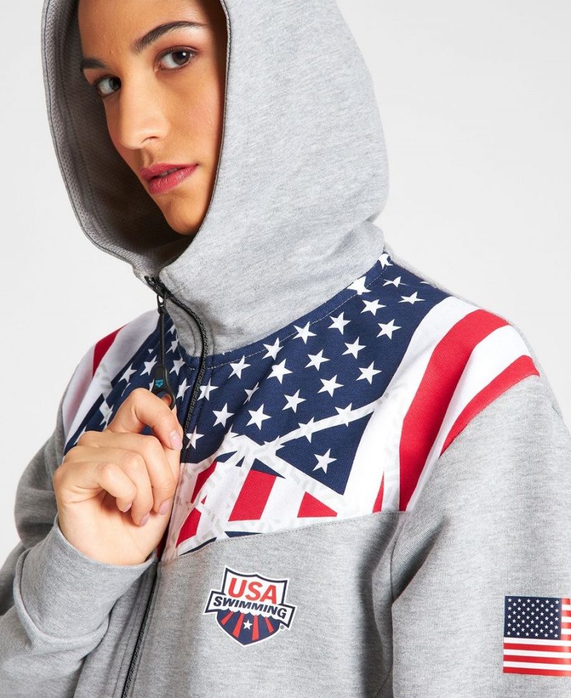 Arena USA Swimming Team Kit Hooded Zip Jacka Grå | YPX54X-430