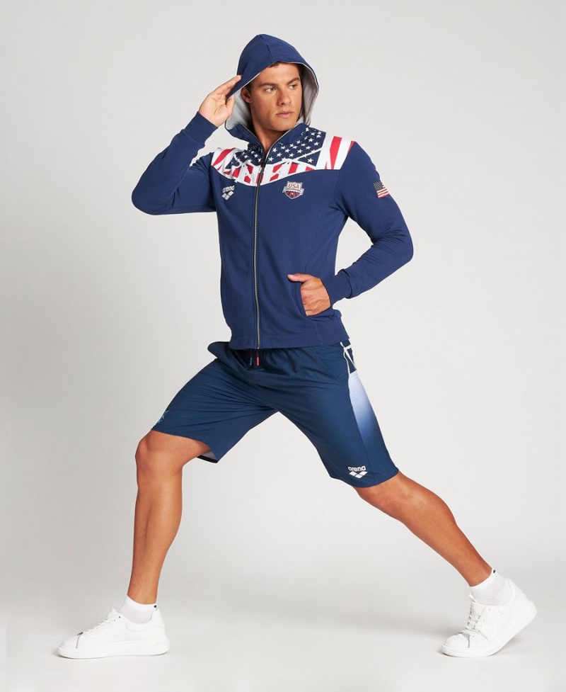 Arena USA Swimming Team Kit Hooded Zip Jacka Marinblå | ZDA60H-530