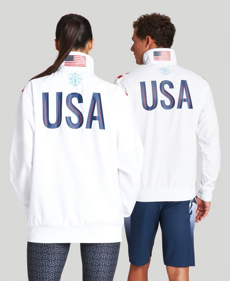 Arena USA Swimming Team Kit Warm Up Jacka Marinblå Vita | JLN83K-913