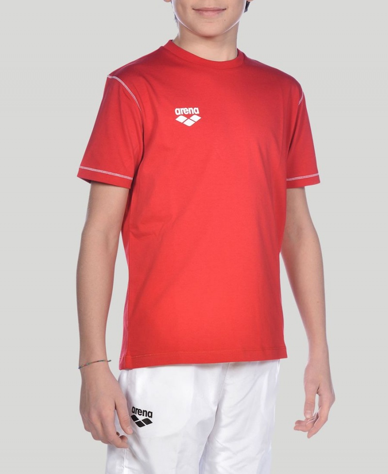 Arena Youth Team Line Korta Sleeve T-Shirt Röda | HEO40V-398