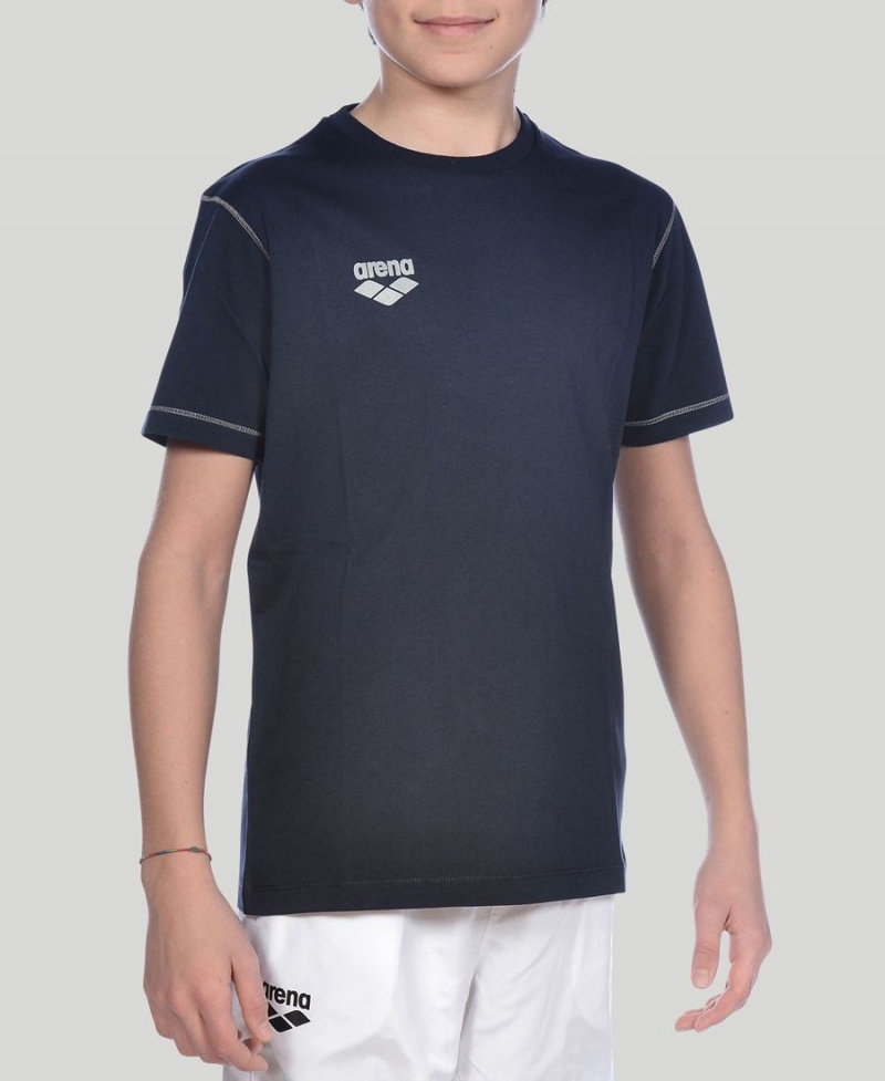 Arena Youth Team Line Korta Sleeve T-Shirt Marinblå | EDE64L-522