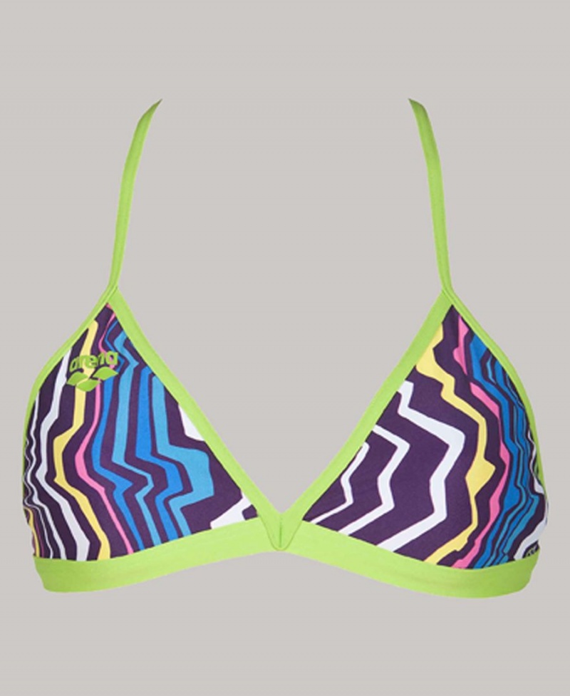 Arena Zig Zag Tie Back Bikiniöverdel Lila Gröna | ISH79Q-408